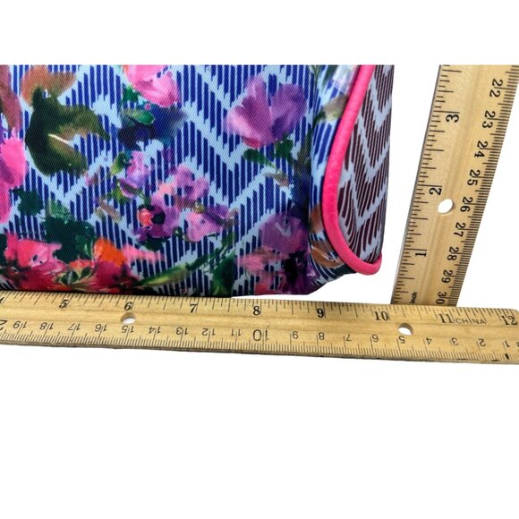 Floral Zigzag Cosmetic Bag With Pink Trim 2c - Picture 3 of 8